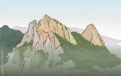 Bukhansan National Park. Mountains of South Korea. Landscape in South Korea.Park in Seoul.Mountains in Seoul.
