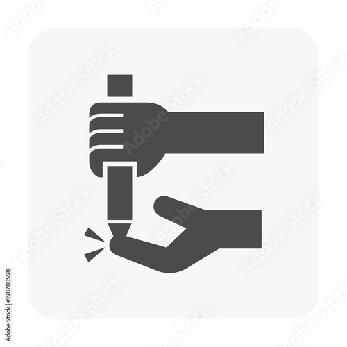 Finger prick sample collecting vector icon consist of fingertip, hand and glucometer device for health care, medical i.e. blood sugar level or glucose test. Analysis for diabetic patient or diabetic.