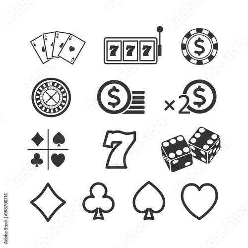 Vector image of a set of gaming icons.Casino icons.