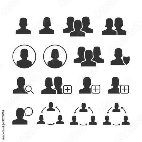 Vector image of set of users icons.
