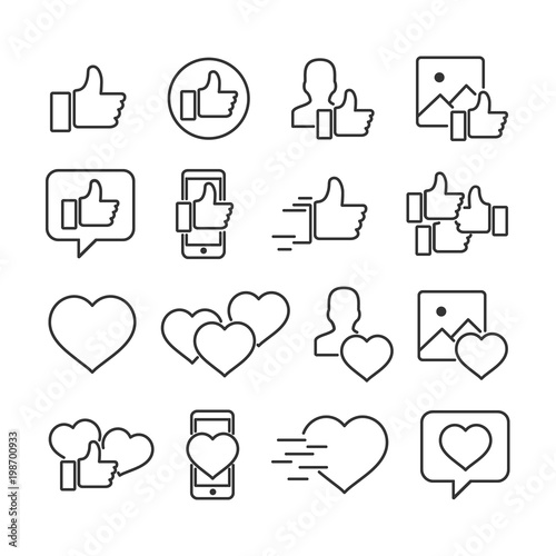 Vector image of set of like icons.Icons of social networks.