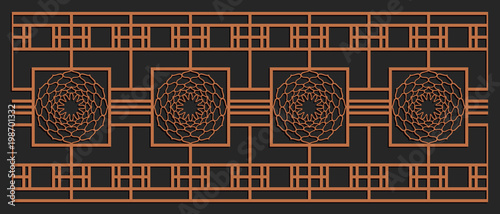 Laser cutting design for fencing, door, wall or window panel. Jigsaw die cut ornament. Lacy cutout silhouette stencil. Fretwork floral pattern. Vector template for carving, metal and woodcut.