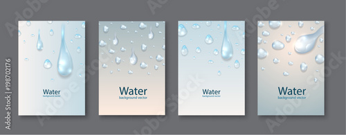 Abstract Water transparent drops backgrounds.vector