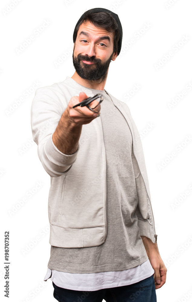 Happy Hipster man with glasses on white background Happy Hipster man with glasses on white background