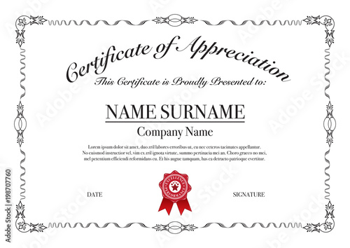 Waning 3 stripes style border for Certificate of Appreciation