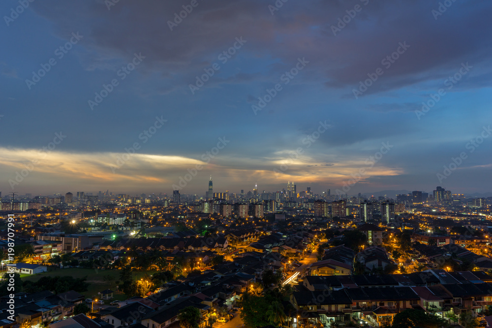 View of sunset at downtown Kuala Lumpur. 