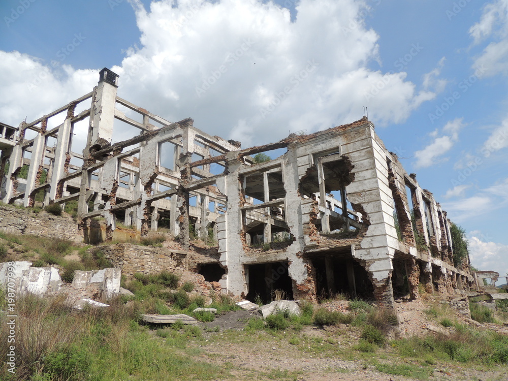 Destroyed factory building