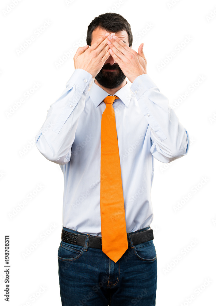 Funny man with glasses covering his eyes Funny man with glasses covering his eyes