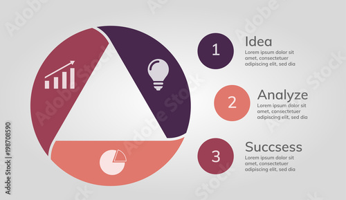 3 steps infographic with rose tones
