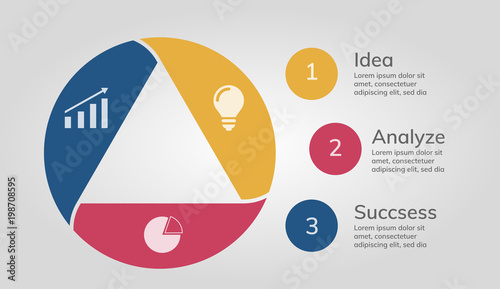 3 steps infographic presentation template for marketing purpose