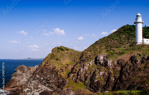 Lighthouse on Oganzaki cape. Attraction of Ishigaki island, Okinawa © PixHound