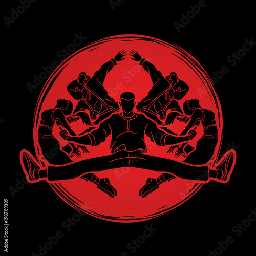 Dancing Group, Dancer practice, Street dance designed on sunlight background graphic vector