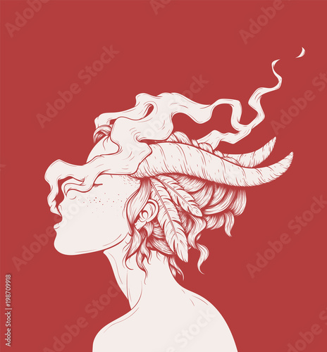 Smoking Girl Illustration