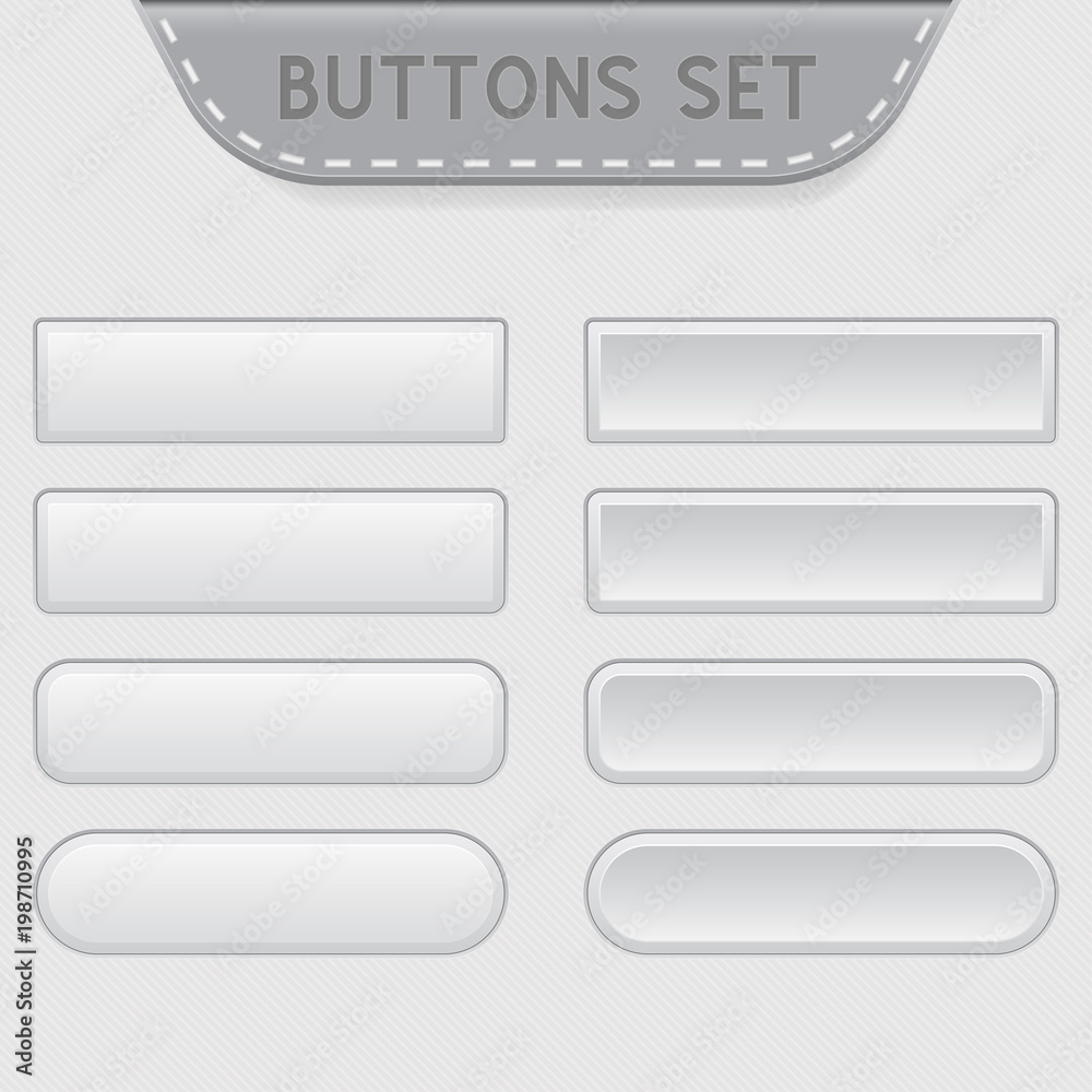 White blank buttons set. Web interface elements