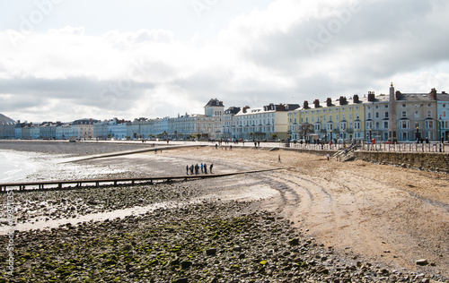 Llandudno beach seafront showing rows of houses and beach