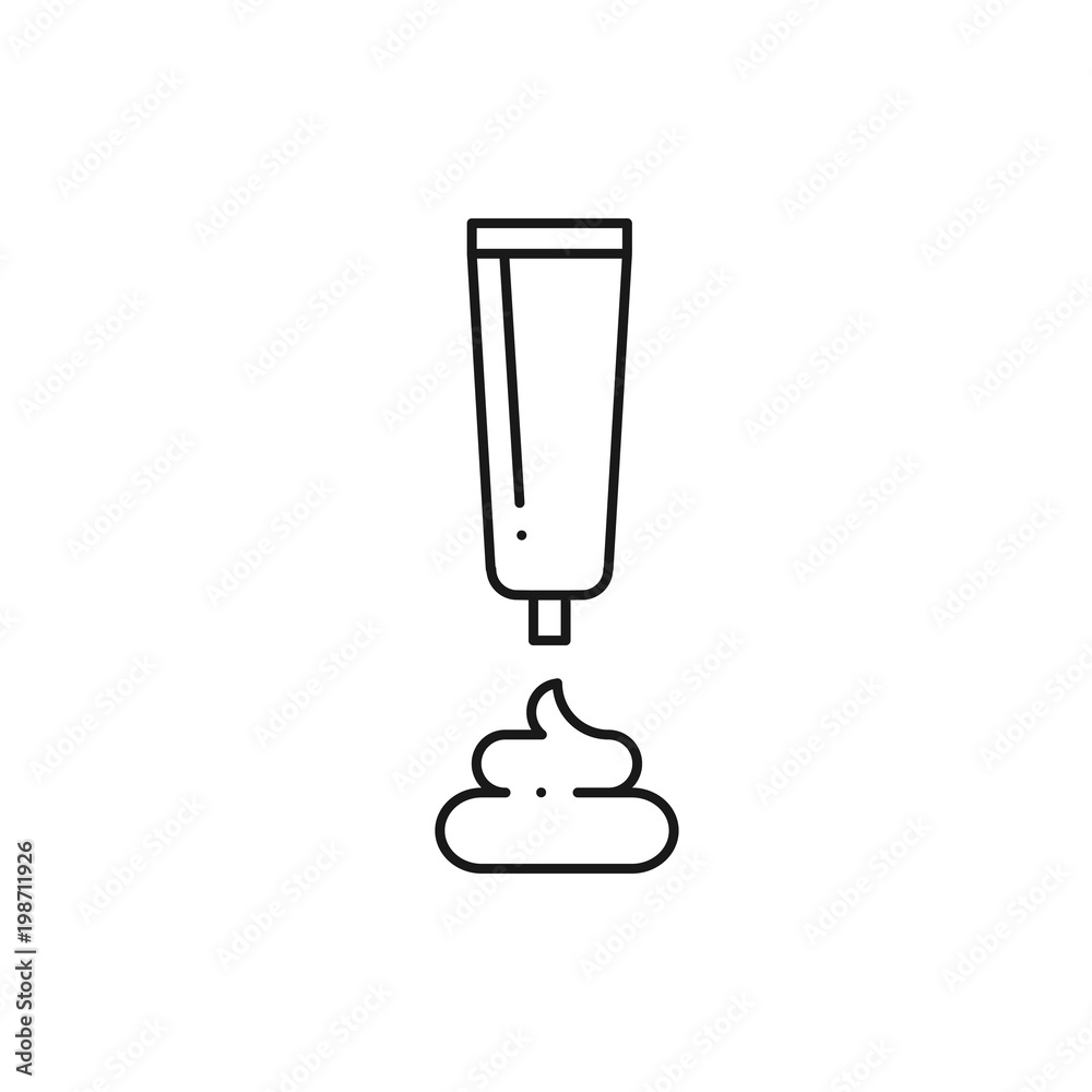 Toothpaste line icon. Cosmetics jar. Beauty product. Cream. Toothpaste line icon. Cosmetics jar. Beauty product. Cream.