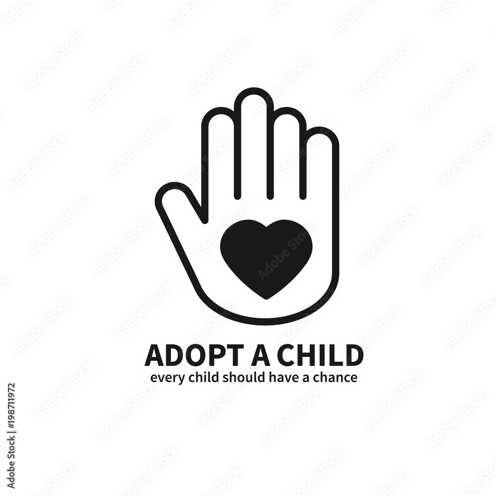Adopt a Child. Hand with Heart Line Icon. Volunteer Help Care Protection Support Theme. Child Adoption Sign and Symbol. Adopt a Child. Hand with Heart Line Icon. Volunteer Help Care Protection Support Theme. Child Adoption Sign and Symbol.