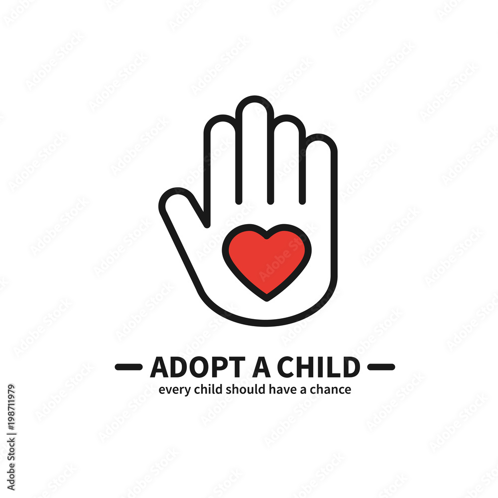 Adopt a Child. Hand with Heart Line Icon. Volunteer Help Care Protection Support Theme. Child Adoption Sign and Symbol. Adopt a Child. Hand with Heart Line Icon. Volunteer Help Care Protection Support Theme. Child Adoption Sign and Symbol.