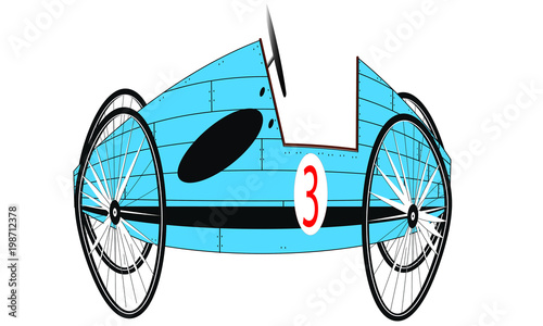 Blue Soap-Box Car Number 3