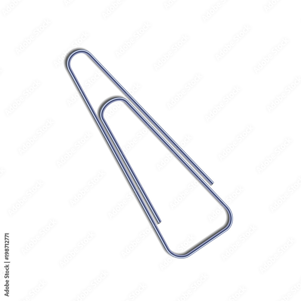 Bright metallic realistic paper clip with shadow on white Bright metallic realistic paper clip with shadow on white