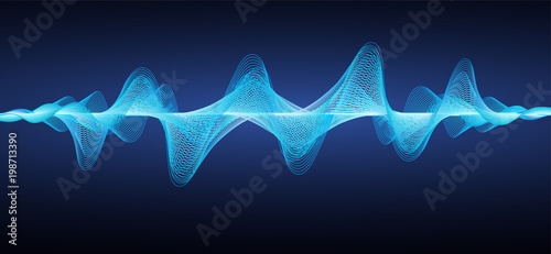 Abstract blue sound waves. Effect wavy lines.