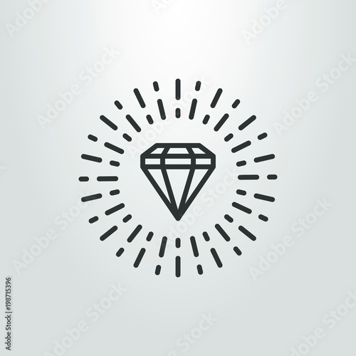 black and white diamond icon with rays