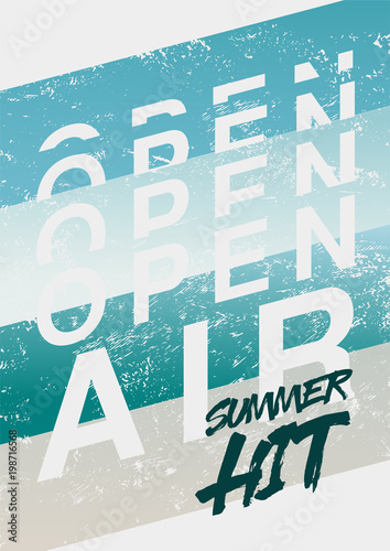 Summer festival open air typographical grunge poster. Retro vector illustration.