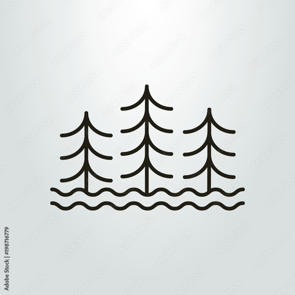 Obraz premium black-and-white icon of three abstract trees