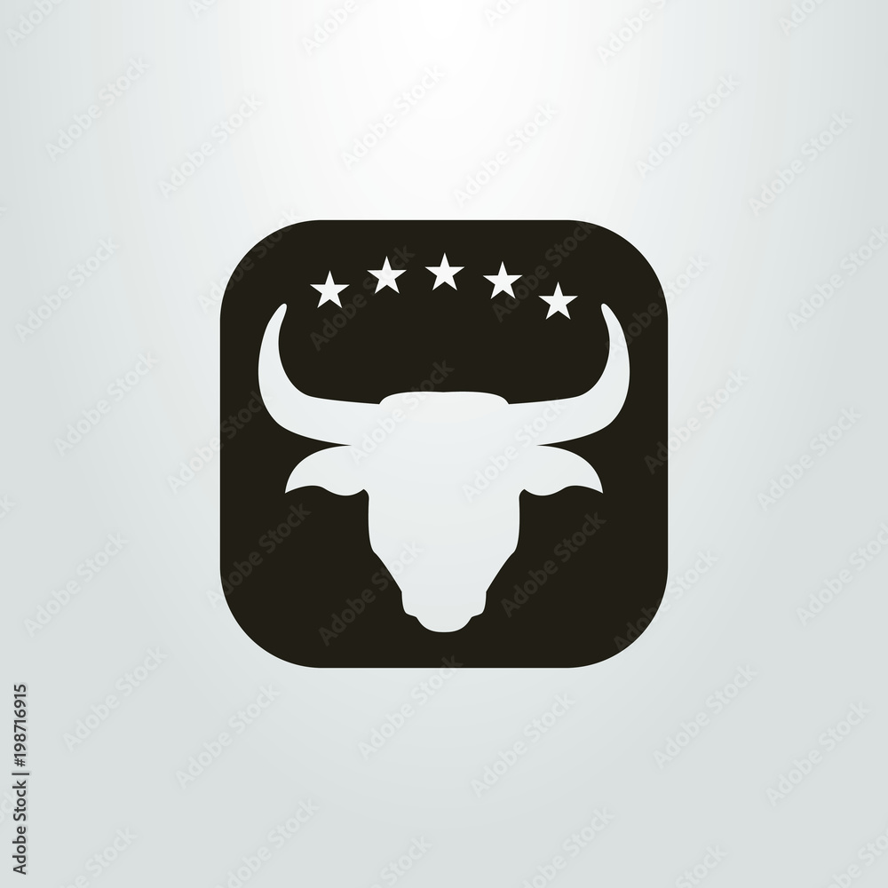 black and white icon of the bull's head black and white icon of the bull's head