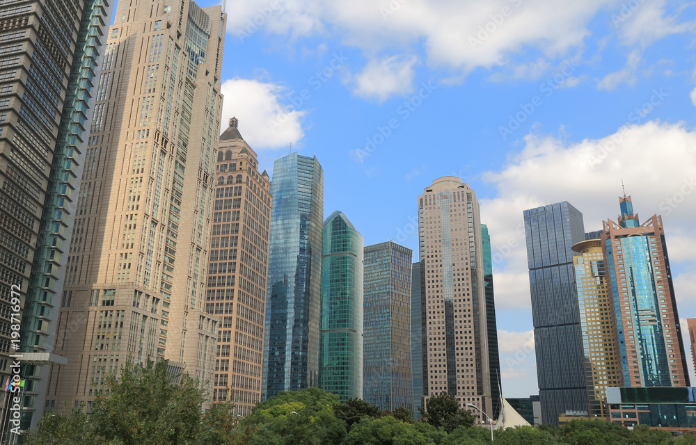 Shanghai Pudong financial district cityscape China. Shanghai Pudong financial district cityscape China.
