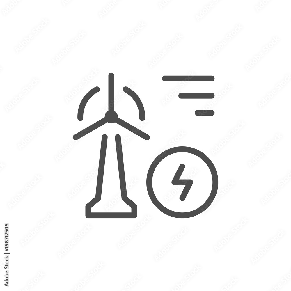 Wind power line icon Wind power line icon