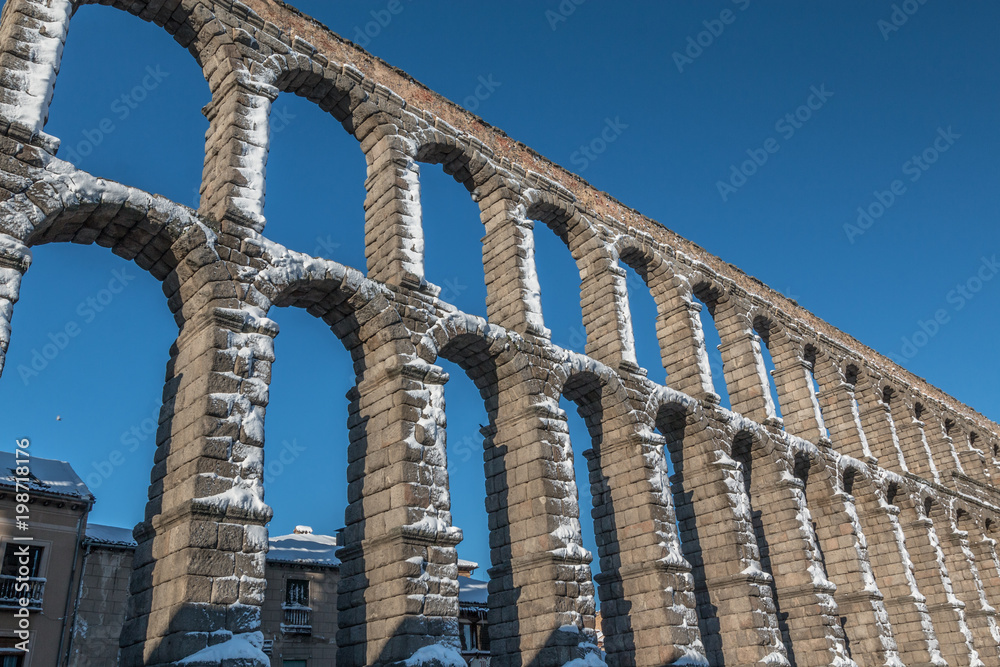 View of Aqueduct in Segovia Spain View of Aqueduct in Segovia Spain