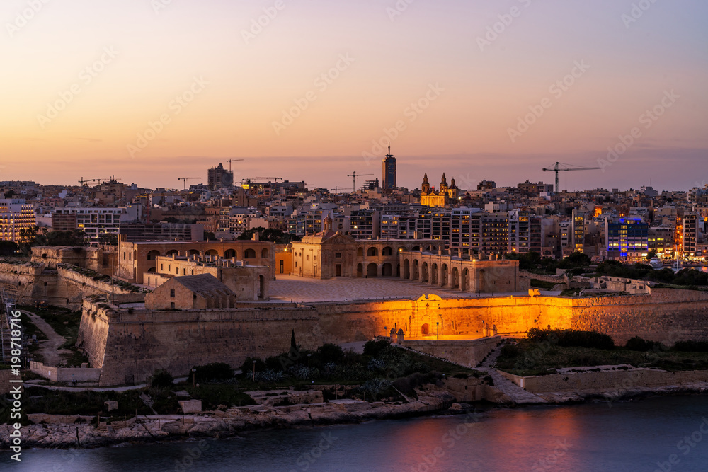 Panorama of Valletta and Fort Manoel, Malta
