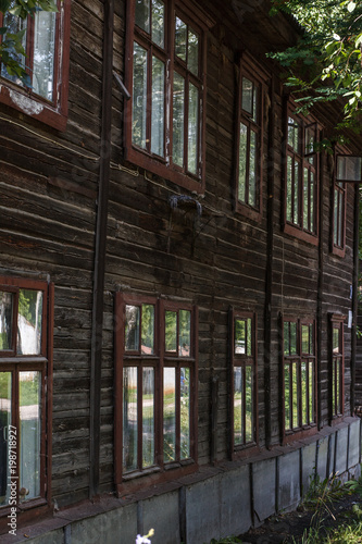 facade of old wooden house, vintage living quarteers