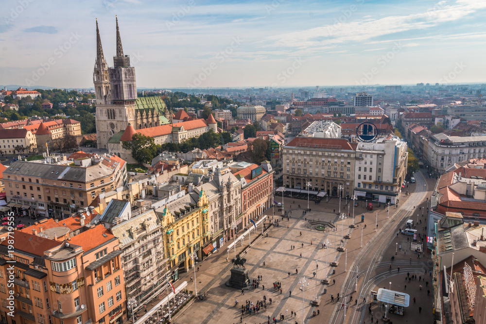 View of the main square in Zagreb Croatia