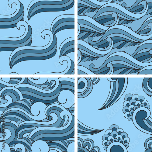 4 Vector Seamless Wavy Abstract Patterns