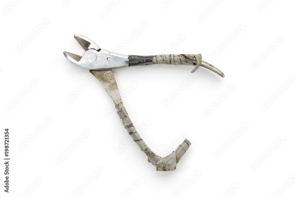 old and dirty side cutter, isolated on white old and dirty side cutter, isolated on white