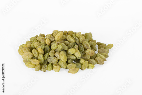 Green raisins on white