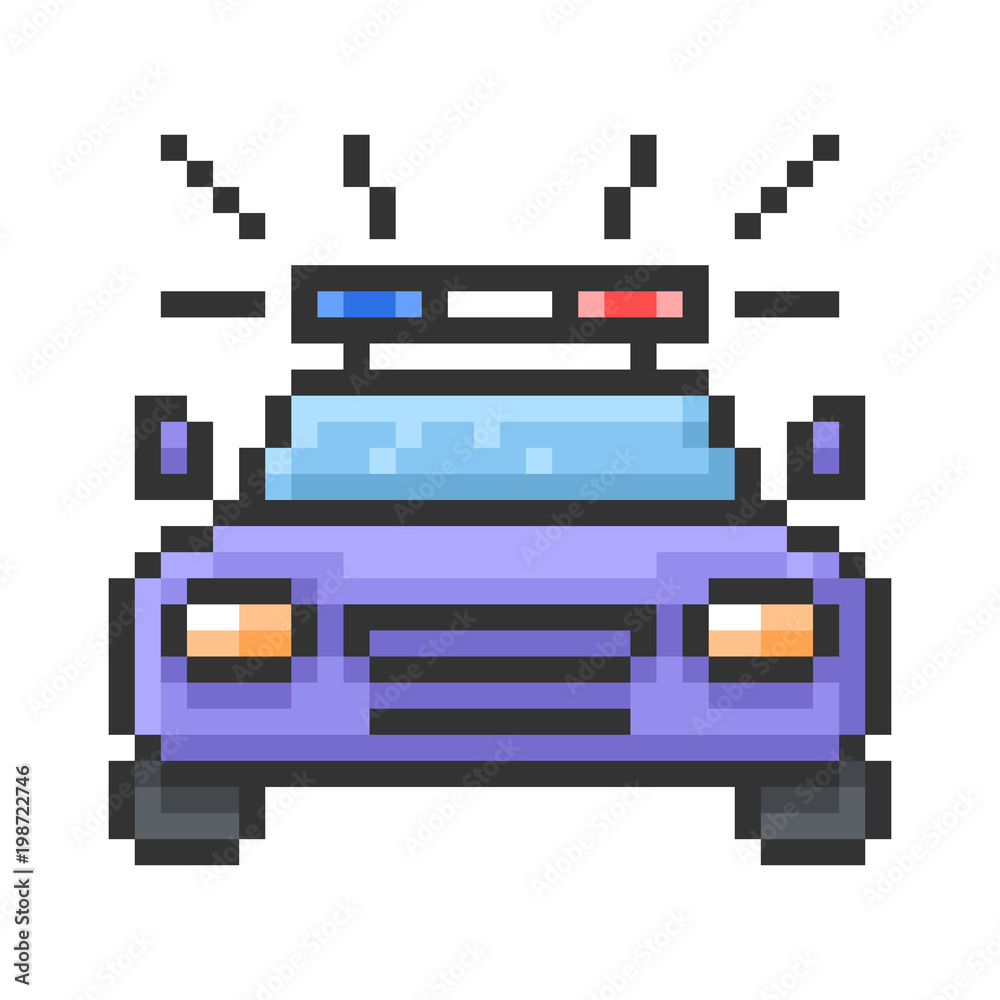 Outlined pixel icon of police car. Fully editable Outlined pixel icon of police car. Fully editable