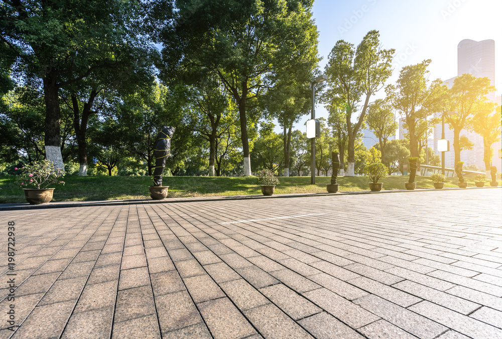 Fototapeta premium empty floor with modern building