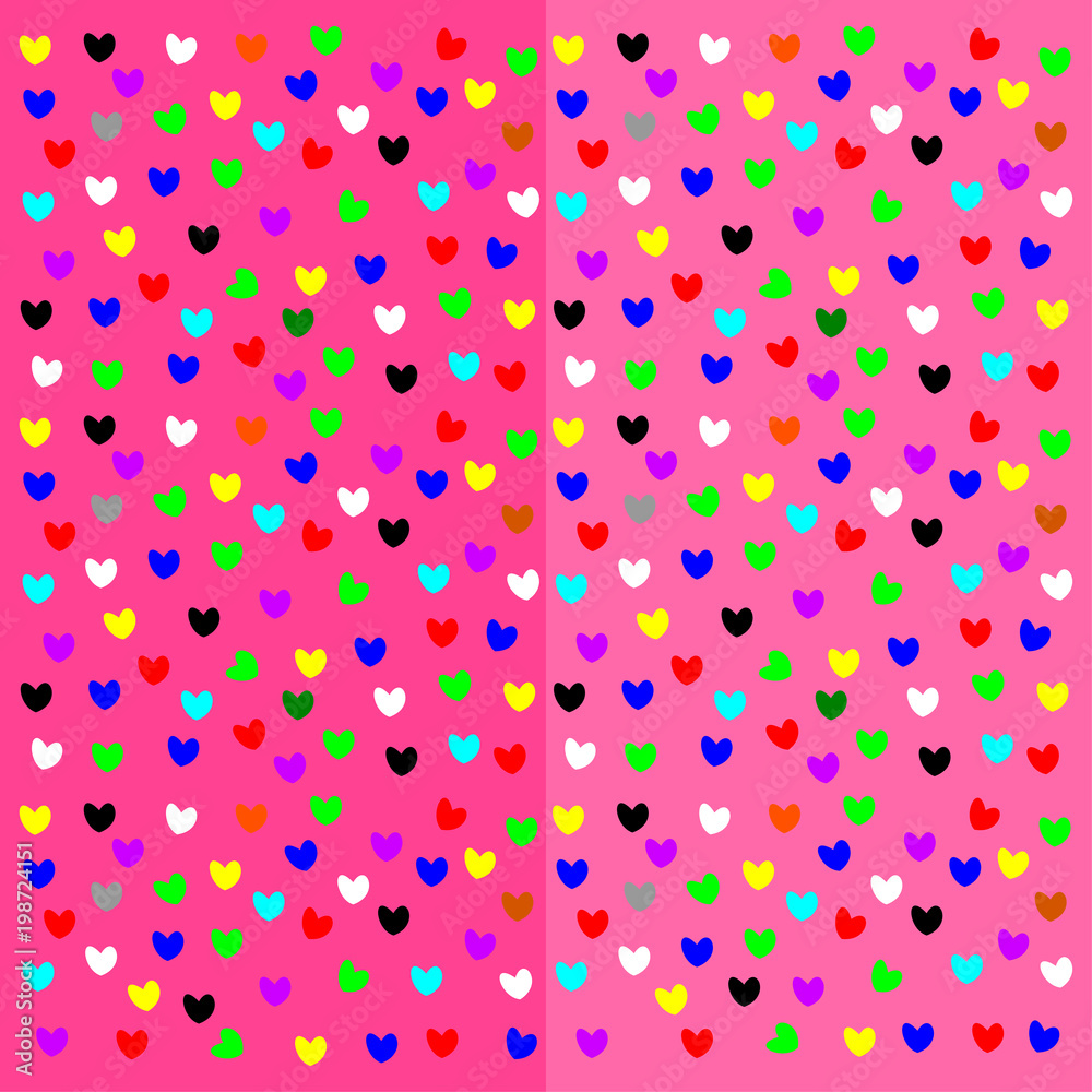 Mini hearts for Valentines card on the pink background texture