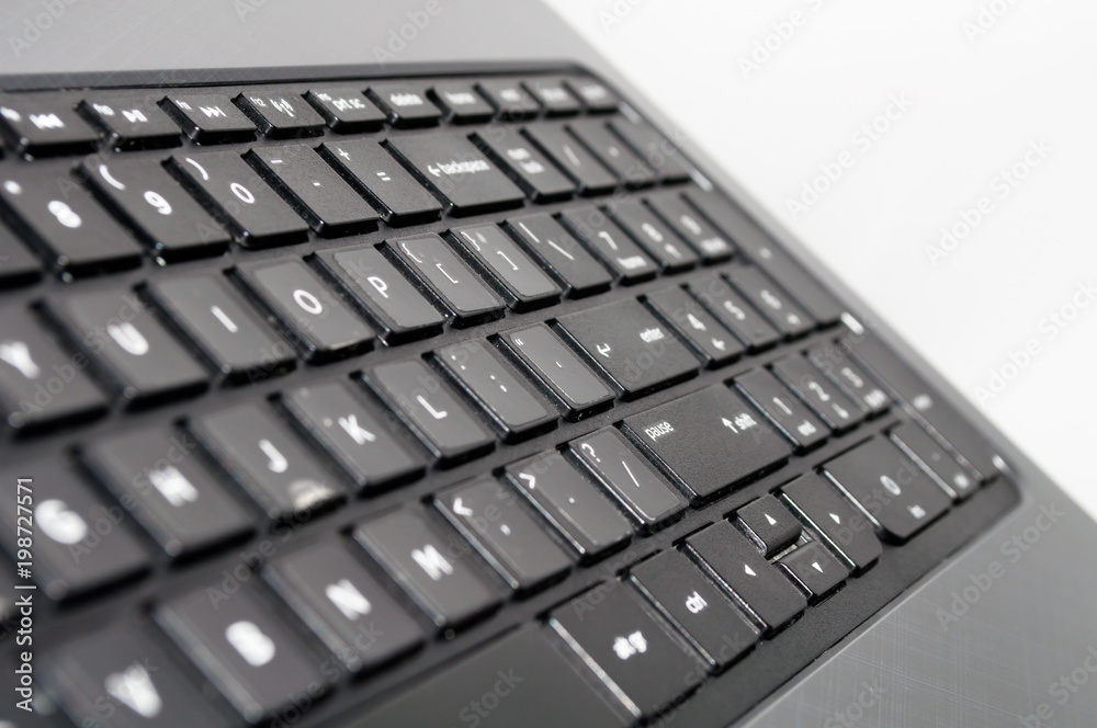 Keyboard of laptop closeup.