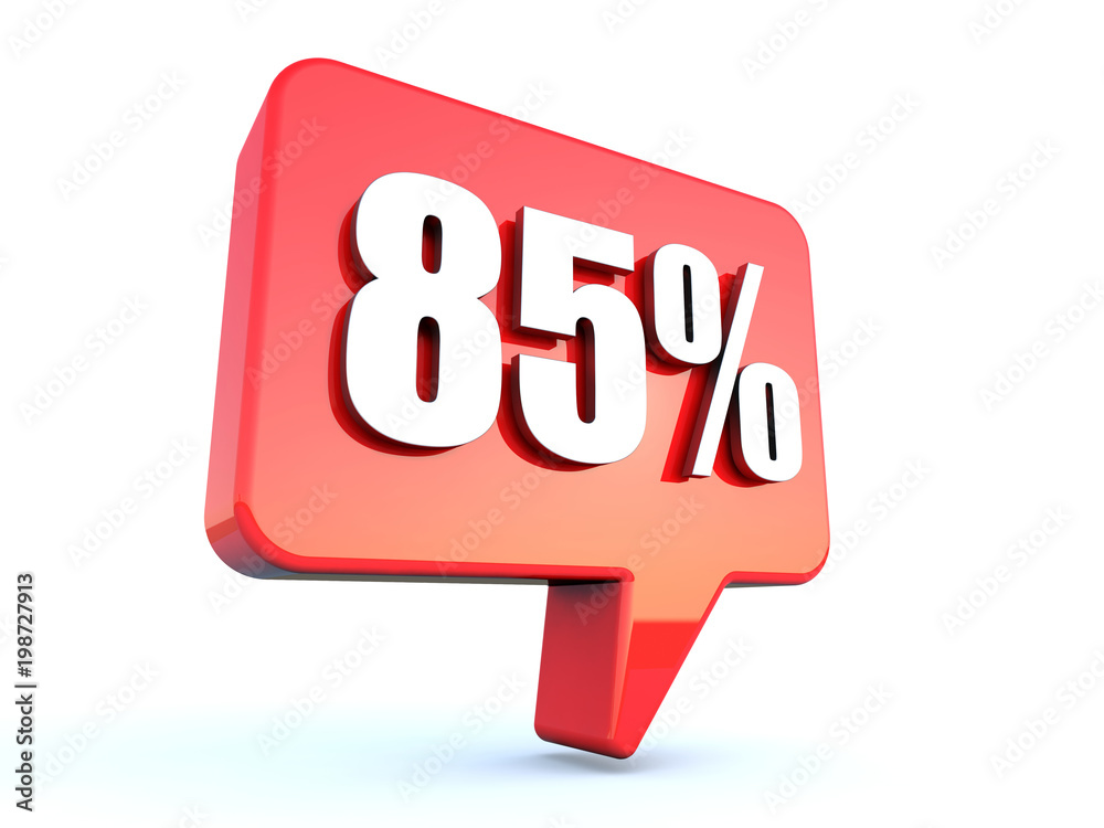 85 percent off sign on glossy red rectangle bubble on white background 85 percent off sign on glossy red rectangle bubble on white background