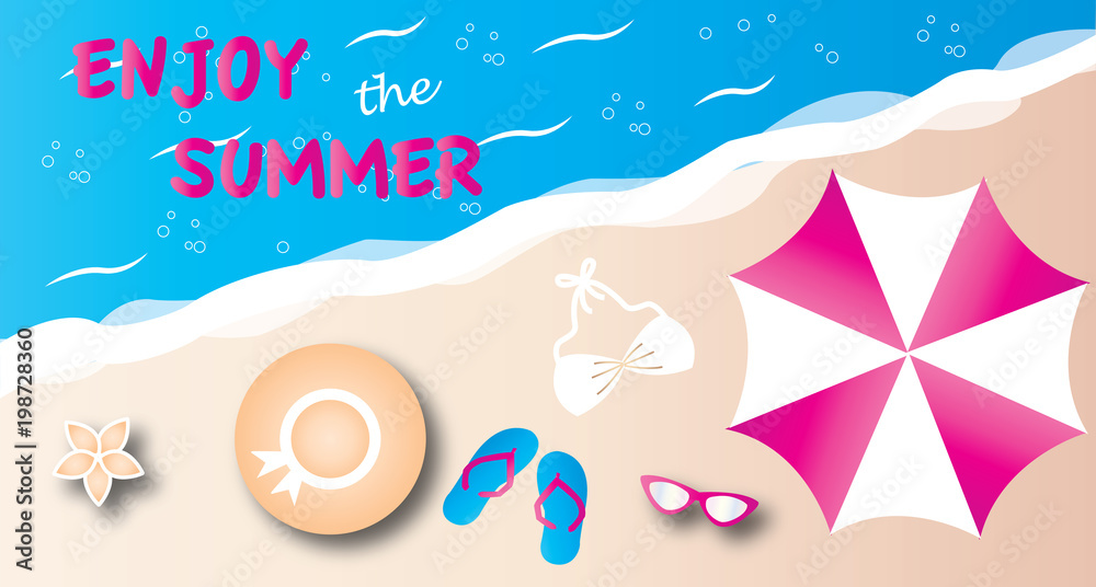 Naklejka premium enjoy summer beach vacation header or banner