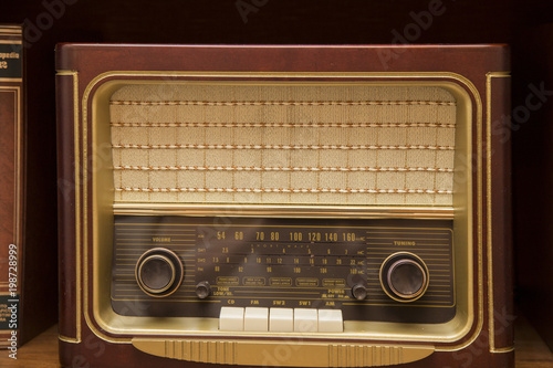 front view of ancient radio on display
