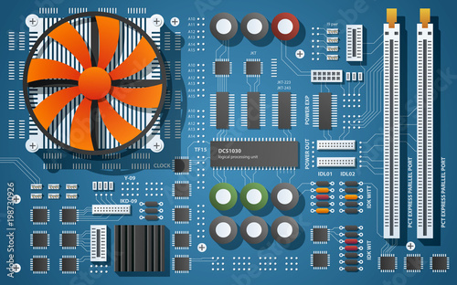 Realistic Motherboard Illustration