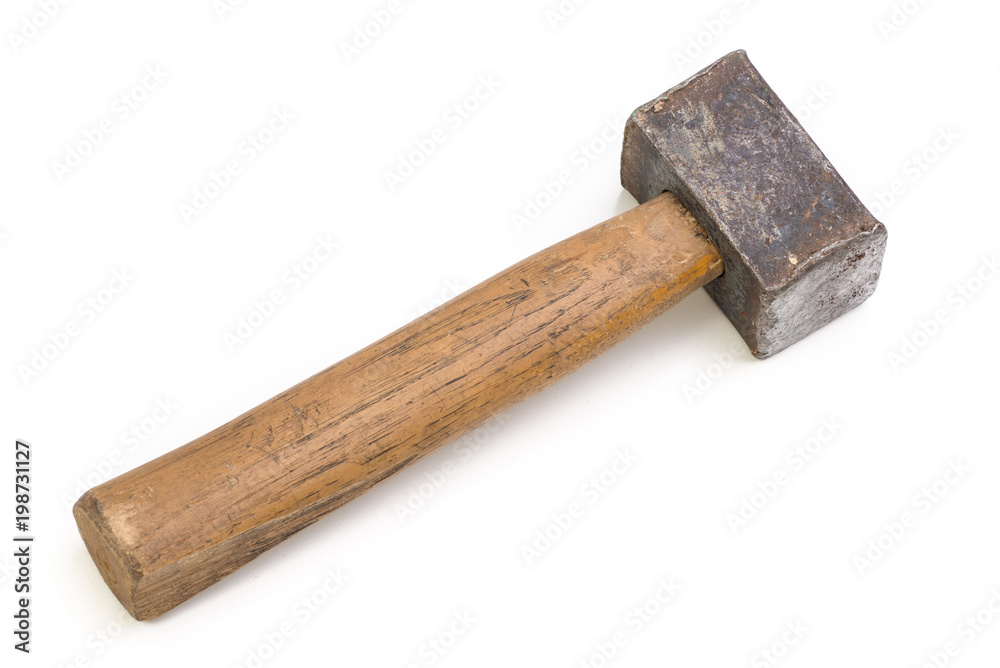 Close up of a heavily used old hammer isolated on white. Close up of a heavily used old hammer isolated on white.