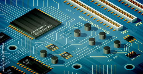 Isometric Motherboard Illustration
