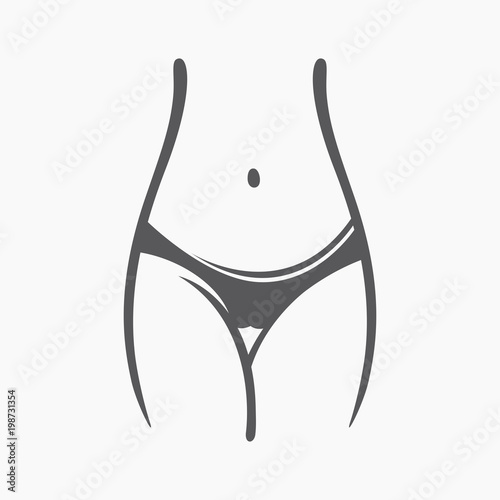 Sexy fitness figure of a girl. Intimate hygiene, vector lady poses. Lovely elastic ass in shorts. Drawn graphics for design, background