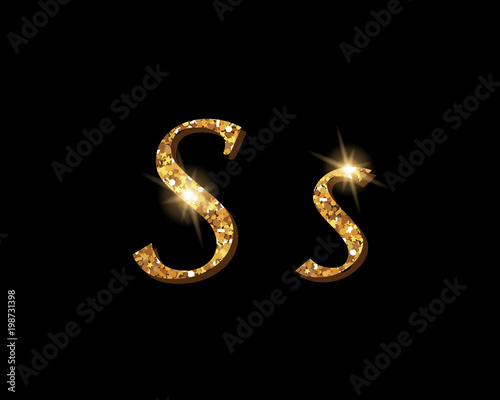 Shinning golden luxury typographic alphabet text word fonts